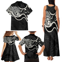 Aloha Hawaii Kalo Pikake Lei Family Matching Tank Maxi Dress and Hawaiian Shirt Chest Tattoo Black Hawaiian Pattern LT14 - Polynesian Pride