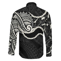Aloha Hawaii Kalo Pikake Lei Family Matching Tank Maxi Dress and Hawaiian Shirt Chest Tattoo Black Hawaiian Pattern LT14 - Polynesian Pride