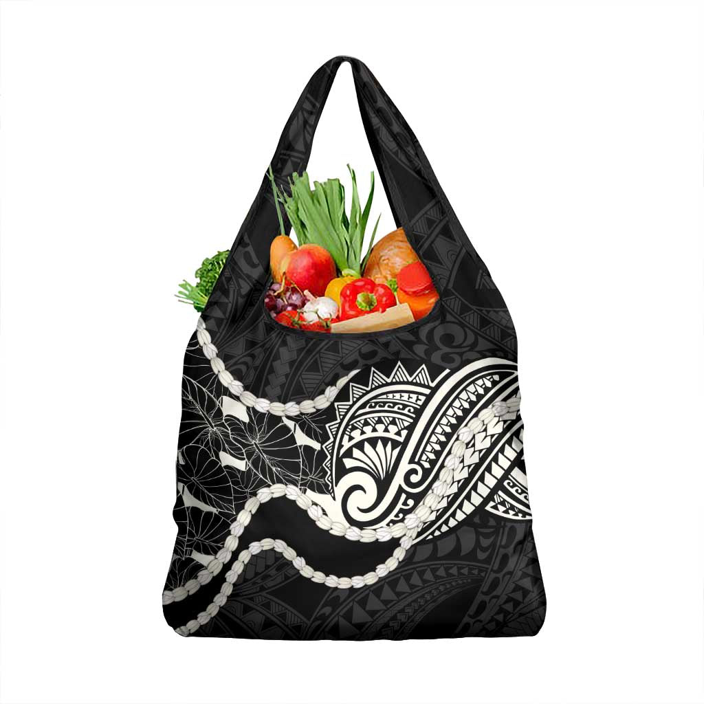 Aloha Hawaii Kalo Pikake Lei Grocery Bag Chest Tattoo Black Hawaiian Pattern