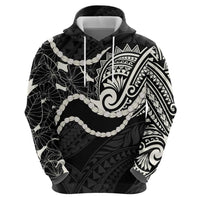 Aloha Hawaii Kalo Pikake Lei Hoodie Chest Tattoo Black Hawaiian Pattern