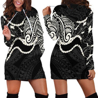 Aloha Hawaii Kalo Pikake Lei Hoodie Dress Chest Tattoo Black Hawaiian Pattern