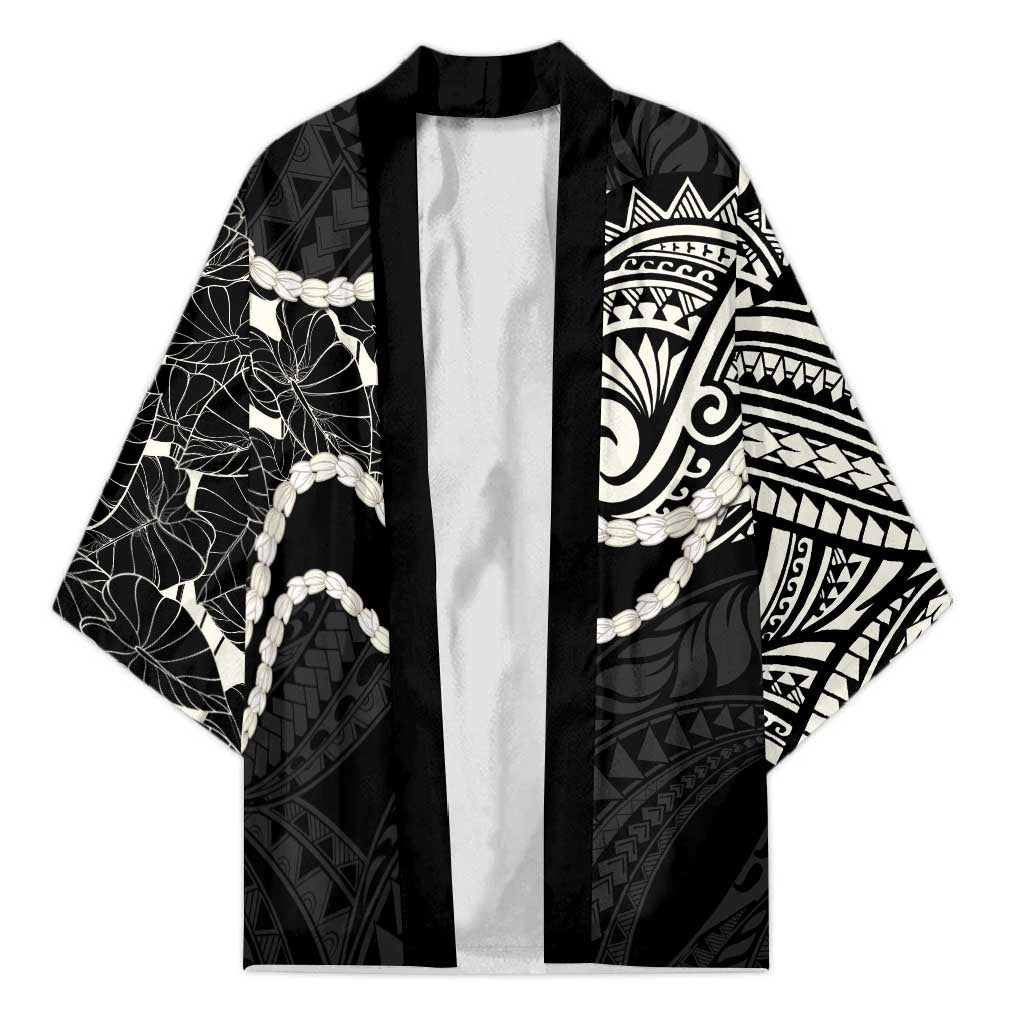 Aloha Hawaii Kalo Pikake Lei Kimono Chest Tattoo Black Hawaiian Pattern