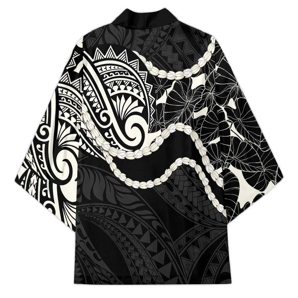 Aloha Hawaii Kalo Pikake Lei Kimono Chest Tattoo Black Hawaiian Pattern