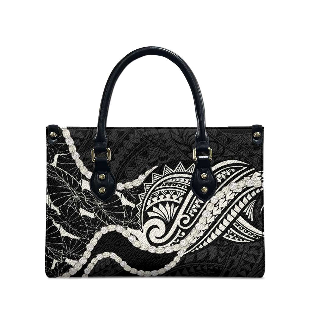 Aloha Hawaii Kalo Pikake Lei Leather Bag Chest Tattoo Black Hawaiian Pattern