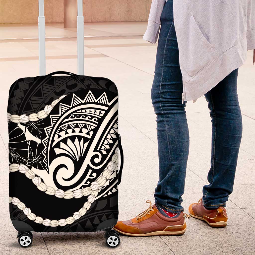 Aloha Hawaii Kalo Pikake Lei Luggage Cover Chest Tattoo Black Hawaiian Pattern