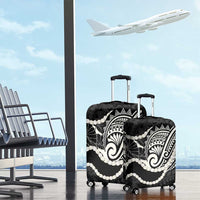 Aloha Hawaii Kalo Pikake Lei Luggage Cover Chest Tattoo Black Hawaiian Pattern