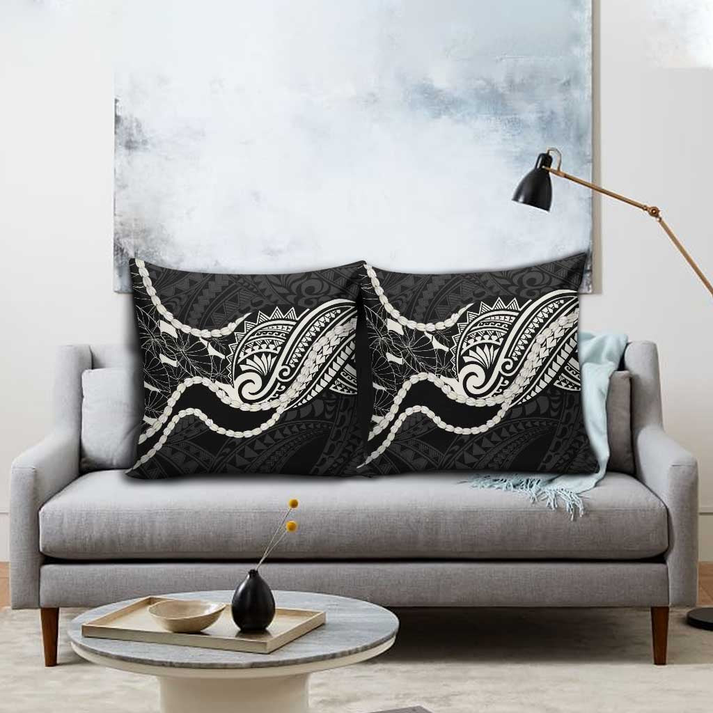 Aloha Hawaii Kalo Pikake Lei Pillow Cover Chest Tattoo Black Hawaiian Pattern