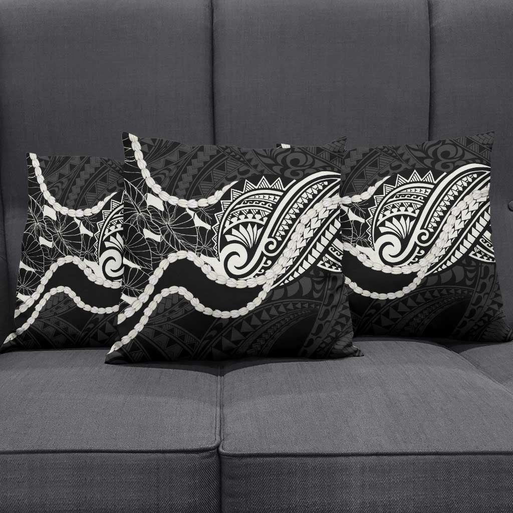 Aloha Hawaii Kalo Pikake Lei Pillow Cover Chest Tattoo Black Hawaiian Pattern