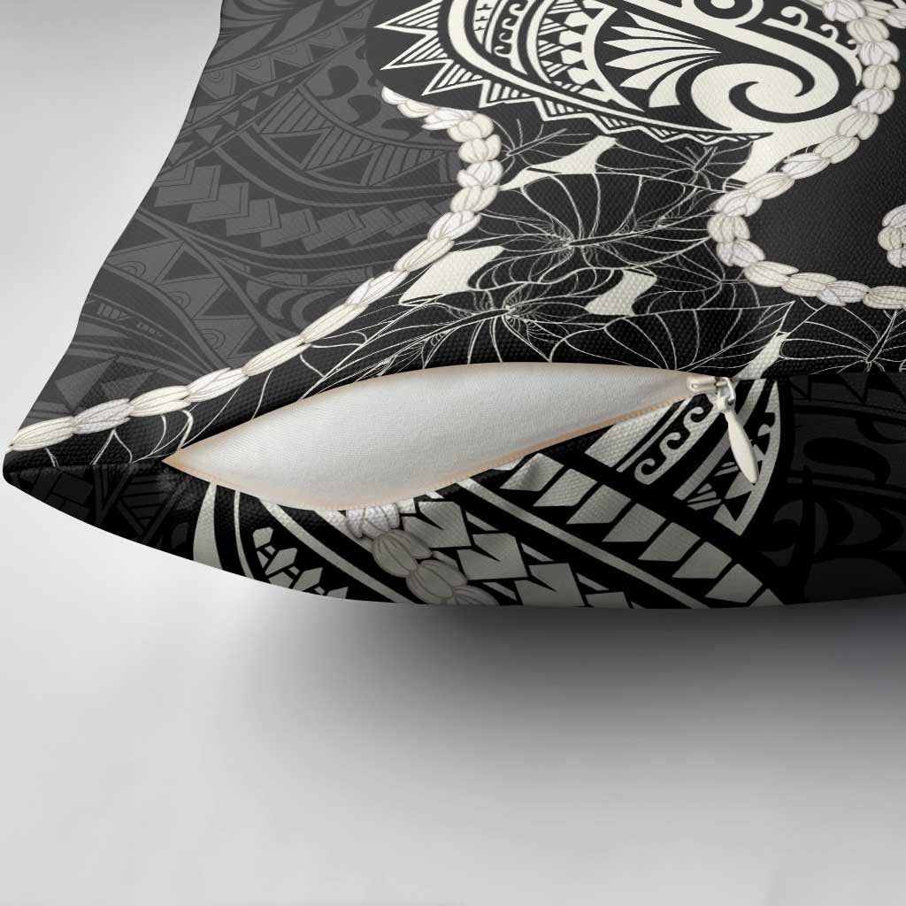 Aloha Hawaii Kalo Pikake Lei Pillow Cover Chest Tattoo Black Hawaiian Pattern
