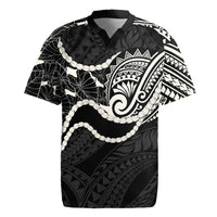 Aloha Hawaii Kalo Pikake Lei Rugby Jersey Chest Tattoo Black Hawaiian Pattern