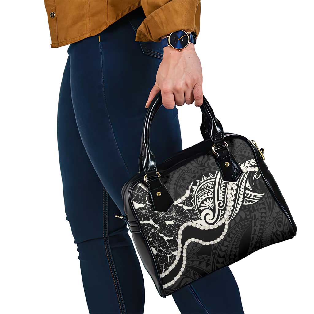 Aloha Hawaii Kalo Pikake Lei Shoulder Handbag Chest Tattoo Black Hawaiian Pattern