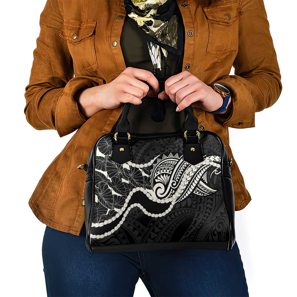 Aloha Hawaii Kalo Pikake Lei Shoulder Handbag Chest Tattoo Black Hawaiian Pattern