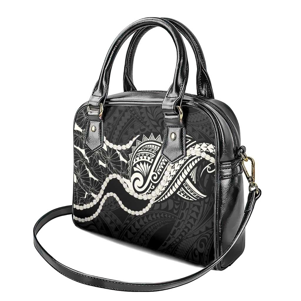 Aloha Hawaii Kalo Pikake Lei Shoulder Handbag Chest Tattoo Black Hawaiian Pattern