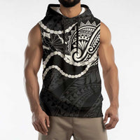 Aloha Hawaii Kalo Pikake Lei Sleeveless Hoodie Chest Tattoo Black Hawaiian Pattern