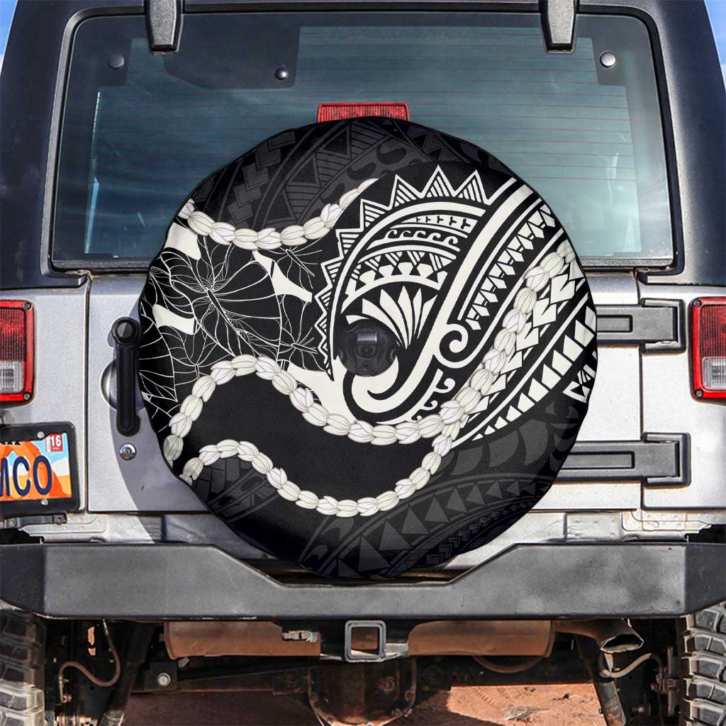 Aloha Hawaii Kalo Pikake Lei Spare Tire Cover Chest Tattoo Black Hawaiian Pattern
