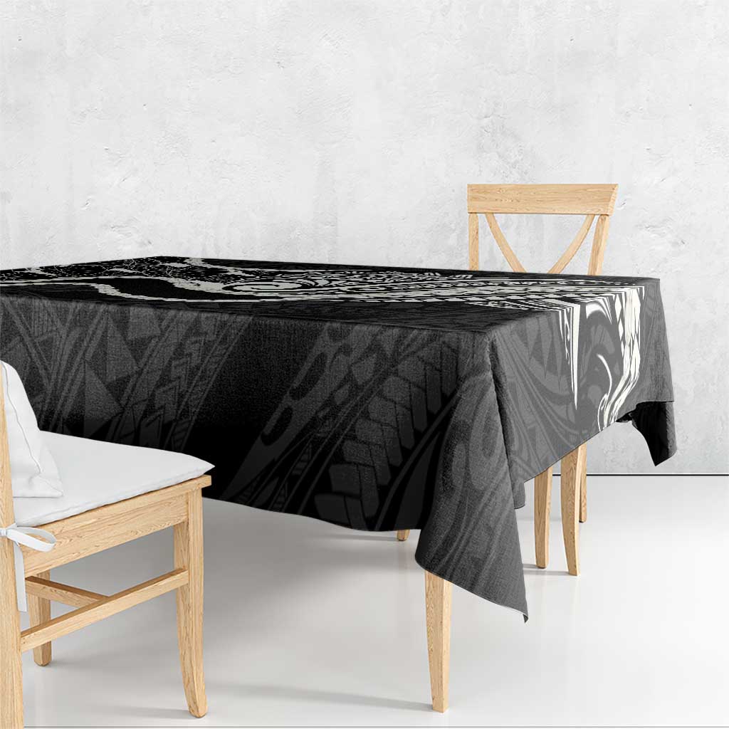 Aloha Hawaii Kalo Pikake Lei Tablecloth Chest Tattoo Black Hawaiian Pattern