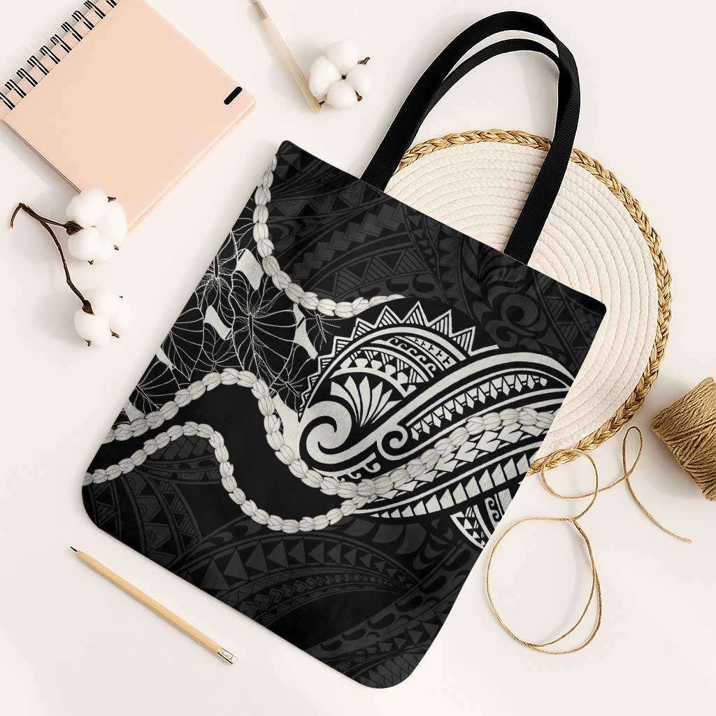 Aloha Hawaii Kalo Pikake Lei Tote Bag Chest Tattoo Black Hawaiian Pattern