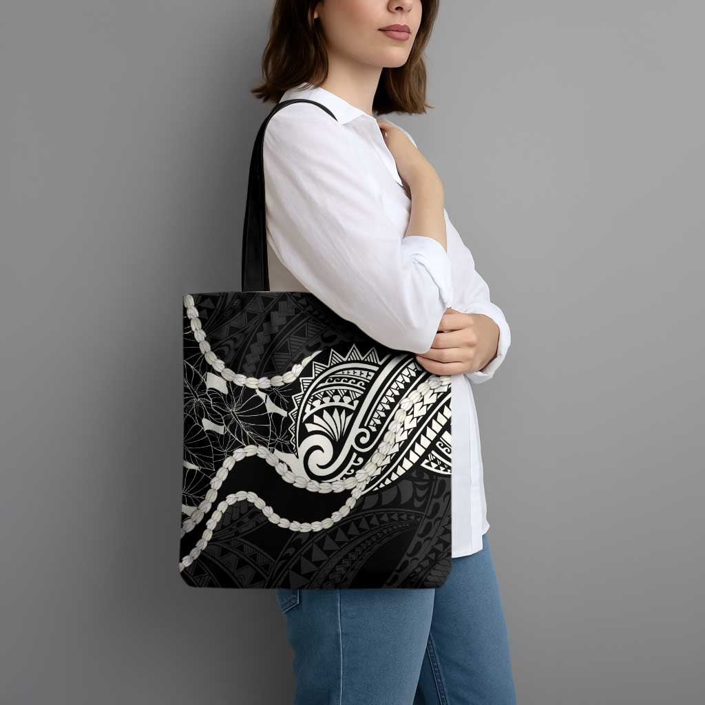 Aloha Hawaii Kalo Pikake Lei Tote Bag Chest Tattoo Black Hawaiian Pattern