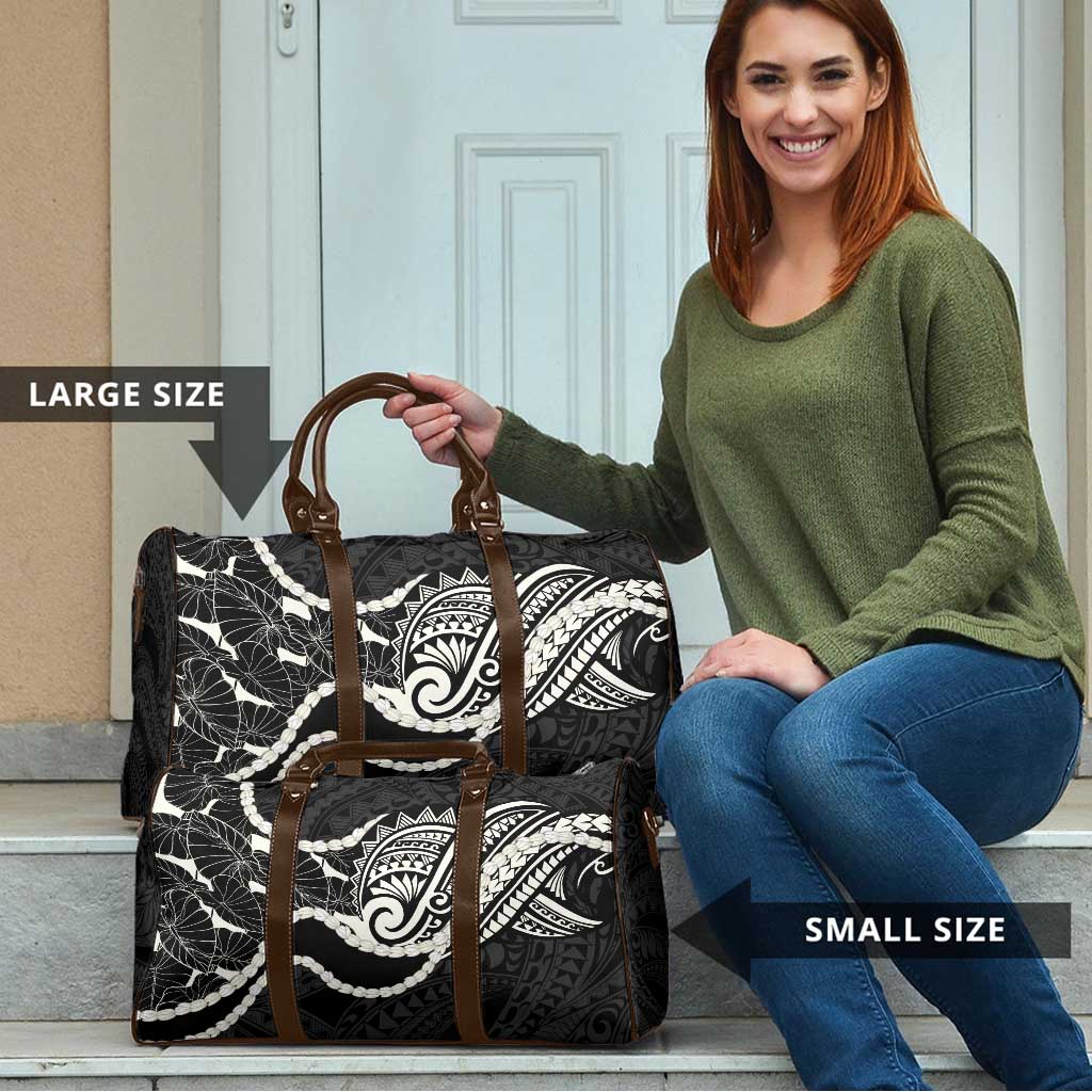 Aloha Hawaii Kalo Pikake Lei Travel Bag Chest Tattoo Black Hawaiian Pattern