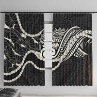Aloha Hawaii Kalo Pikake Lei Window Curtain Chest Tattoo Black Hawaiian Pattern