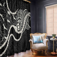 Aloha Hawaii Kalo Pikake Lei Window Curtain Chest Tattoo Black Hawaiian Pattern