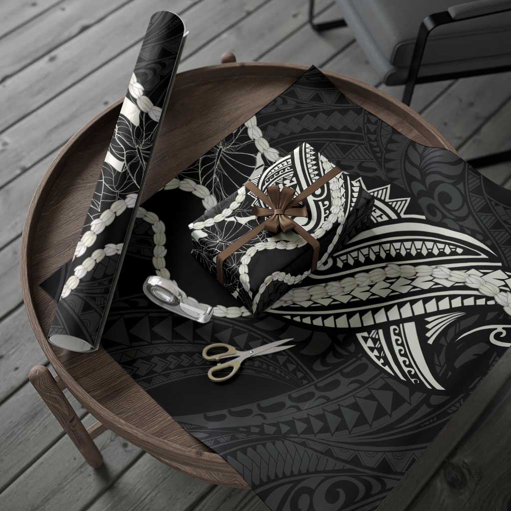 Aloha Hawaii Kalo Pikake Lei Wrapping Paper Chest Tattoo Black Hawaiian Pattern