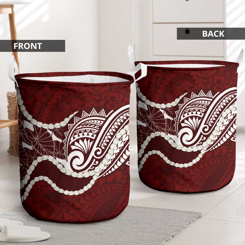 Aloha Hawaii Kalo Pikake Lei Laundry Basket Chest Tattoo Oxblood Hawaiian Pattern