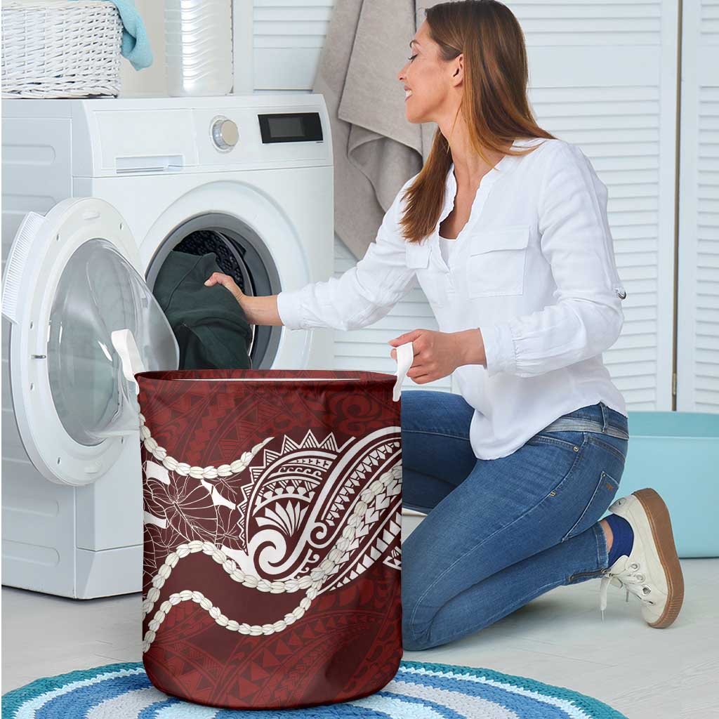 Aloha Hawaii Kalo Pikake Lei Laundry Basket Chest Tattoo Oxblood Hawaiian Pattern