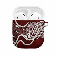 Aloha Hawaii Kalo Pikake Lei AirPods Case Chest Tattoo Oxblood Hawaiian Pattern