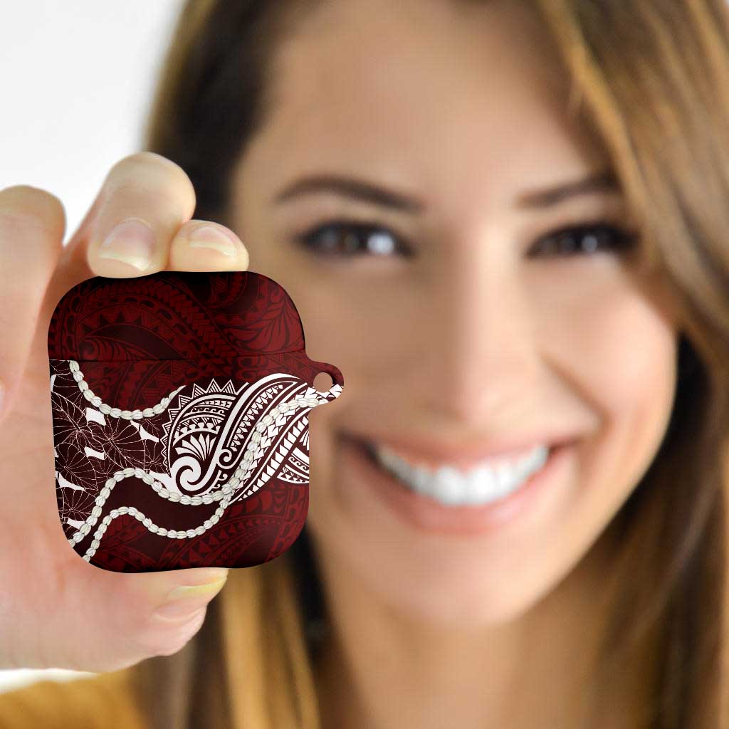 Aloha Hawaii Kalo Pikake Lei AirPods Case Chest Tattoo Oxblood Hawaiian Pattern