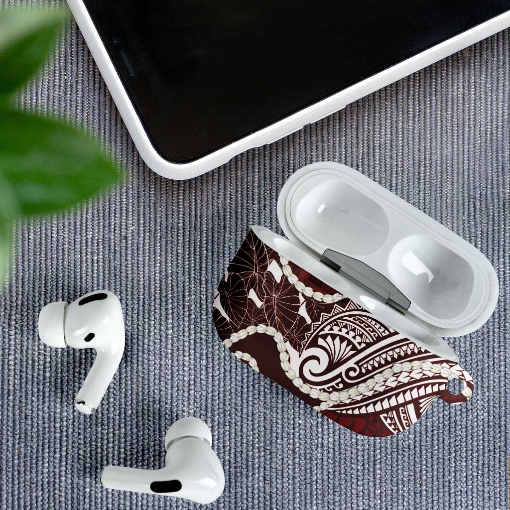 Aloha Hawaii Kalo Pikake Lei AirPods Case Chest Tattoo Oxblood Hawaiian Pattern