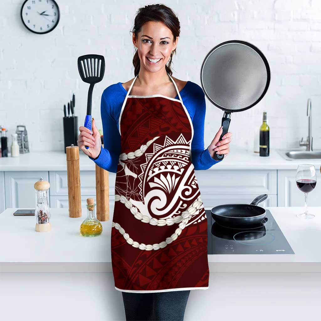 Aloha Hawaii Kalo Pikake Lei Apron Chest Tattoo Oxblood Hawaiian Pattern