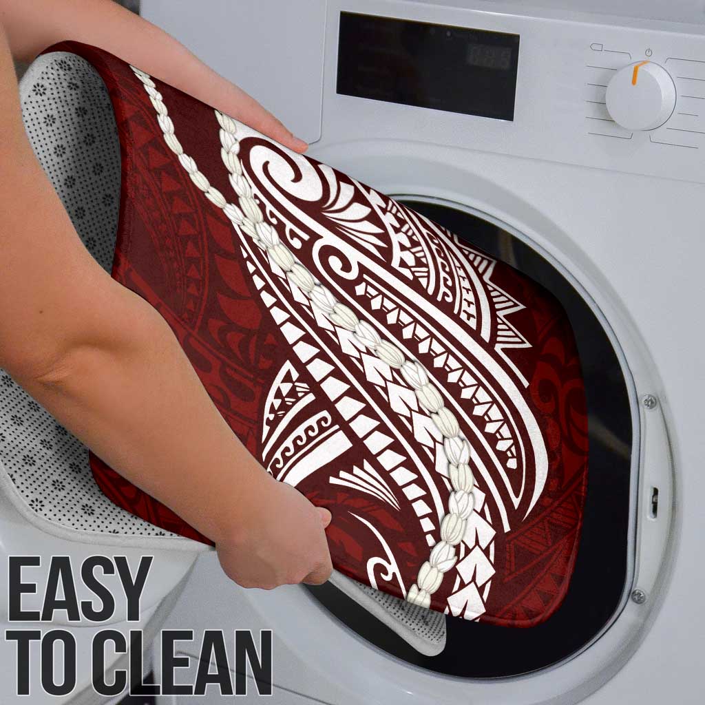 Aloha Hawaii Kalo Pikake Lei Bathroom Set Chest Tattoo Oxblood Hawaiian Pattern