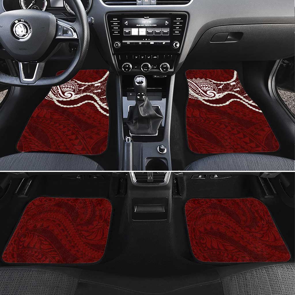 Aloha Hawaii Kalo Pikake Lei Car Mats Chest Tattoo Oxblood Hawaiian Pattern