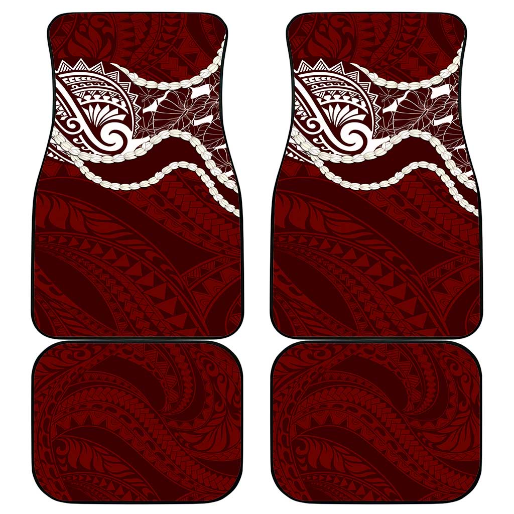 Aloha Hawaii Kalo Pikake Lei Car Mats Chest Tattoo Oxblood Hawaiian Pattern