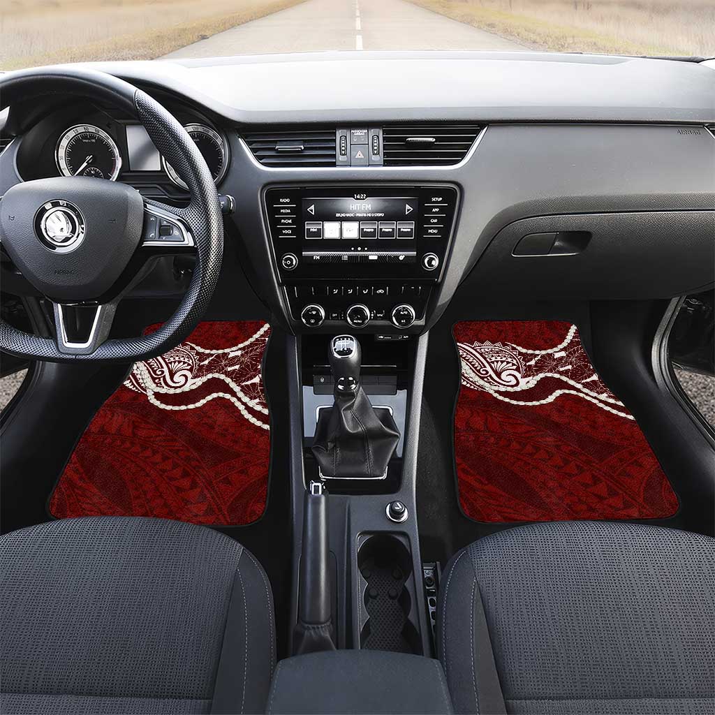 Aloha Hawaii Kalo Pikake Lei Car Mats Chest Tattoo Oxblood Hawaiian Pattern