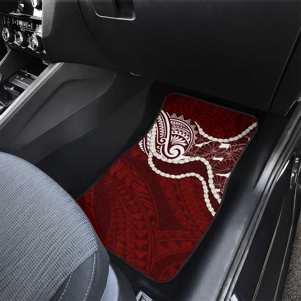 Aloha Hawaii Kalo Pikake Lei Car Mats Chest Tattoo Oxblood Hawaiian Pattern