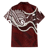 Aloha Hawaii Kalo Pikake Lei Family Matching Mermaid Dress and Hawaiian Shirt Chest Tattoo Oxblood Hawaiian Pattern LT14 - Polynesian Pride