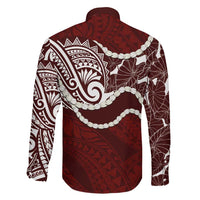 Aloha Hawaii Kalo Pikake Lei Family Matching Mermaid Dress and Hawaiian Shirt Chest Tattoo Oxblood Hawaiian Pattern LT14 - Polynesian Pride