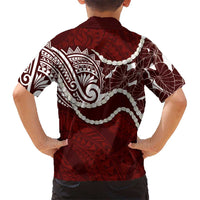 Aloha Hawaii Kalo Pikake Lei Family Matching Puletasi and Hawaiian Shirt Chest Tattoo Oxblood Hawaiian Pattern LT14 - Polynesian Pride