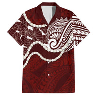 Aloha Hawaii Kalo Pikake Lei Family Matching Short Sleeve Bodycon Dress and Hawaiian Shirt Chest Tattoo Oxblood Hawaiian Pattern LT14 Dad's Shirt - Short Sleeve Oxblood - Polynesian Pride