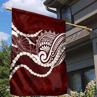 Aloha Hawaii Kalo Pikake Lei Garden Flag Chest Tattoo Oxblood Hawaiian Pattern