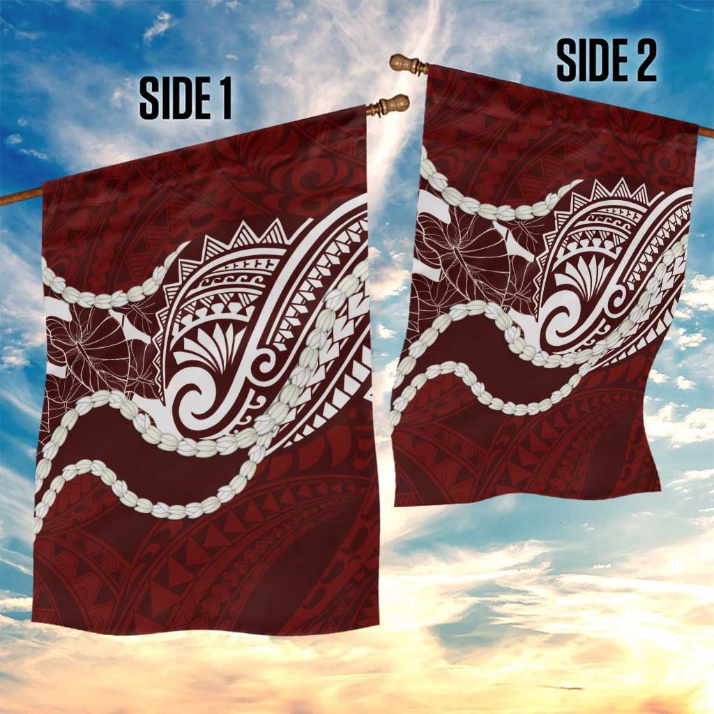 Aloha Hawaii Kalo Pikake Lei Garden Flag Chest Tattoo Oxblood Hawaiian Pattern