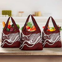 Aloha Hawaii Kalo Pikake Lei Grocery Bag Chest Tattoo Oxblood Hawaiian Pattern