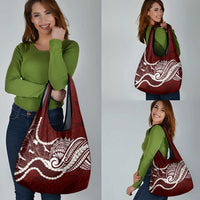 Aloha Hawaii Kalo Pikake Lei Grocery Bag Chest Tattoo Oxblood Hawaiian Pattern