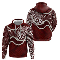 Aloha Hawaii Kalo Pikake Lei Hoodie Chest Tattoo Oxblood Hawaiian Pattern