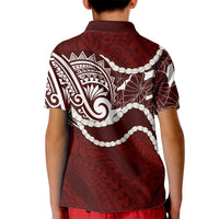 Aloha Hawaii Kalo Pikake Lei Kid Polo Shirt Chest Tattoo Oxblood Hawaiian Pattern