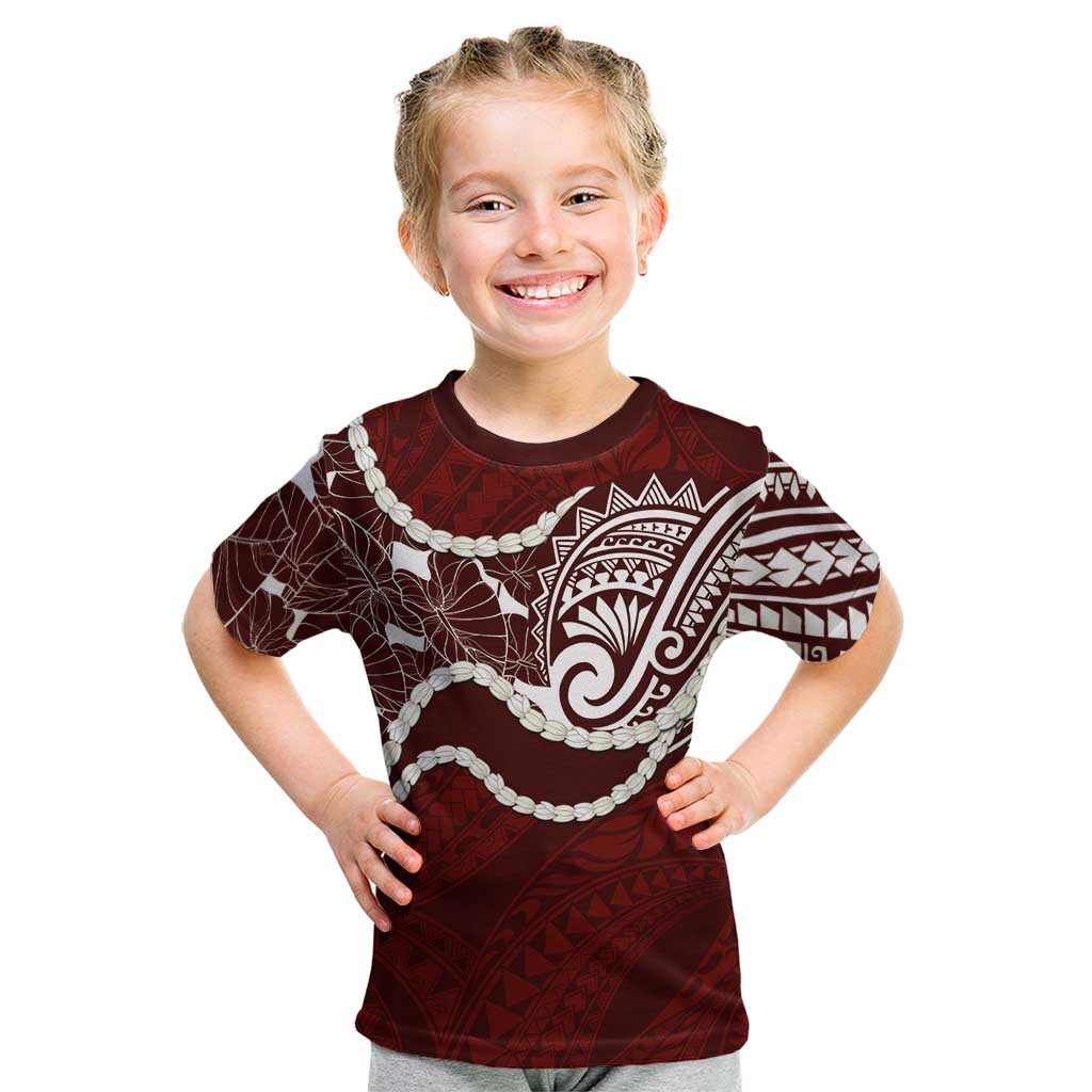 Aloha Hawaii Kalo Pikake Lei Kid T Shirt Chest Tattoo Oxblood Hawaiian Pattern
