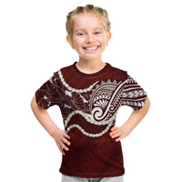 Aloha Hawaii Kalo Pikake Lei Kid T Shirt Chest Tattoo Oxblood Hawaiian Pattern