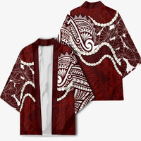 Aloha Hawaii Kalo Pikake Lei Kimono Chest Tattoo Oxblood Hawaiian Pattern